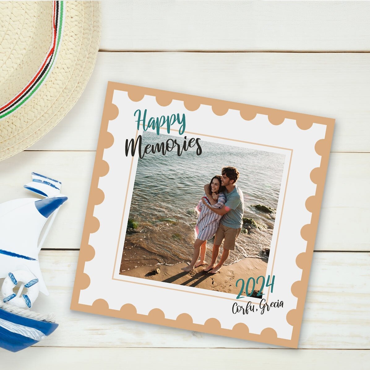 Magnet 10x10 personalizat cu o poză și text - Happy Memories