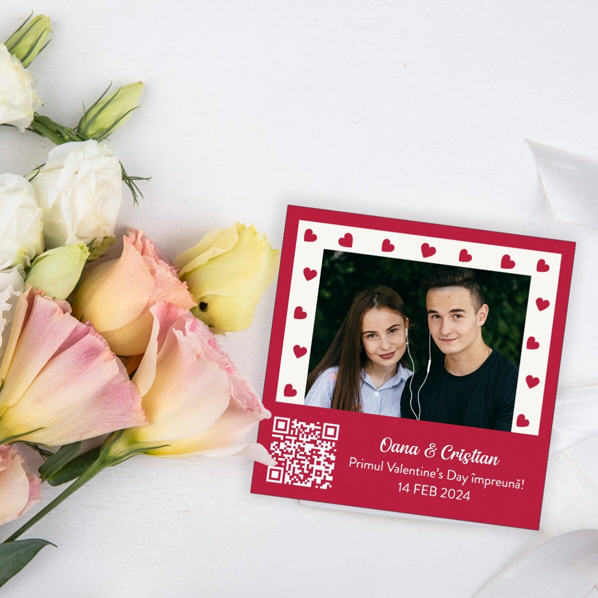 Magnet 10x10 personalizat cu poză, mesaj și cod QR