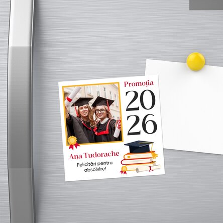 Personalised 10x10 magnet with photo and message - Graduation