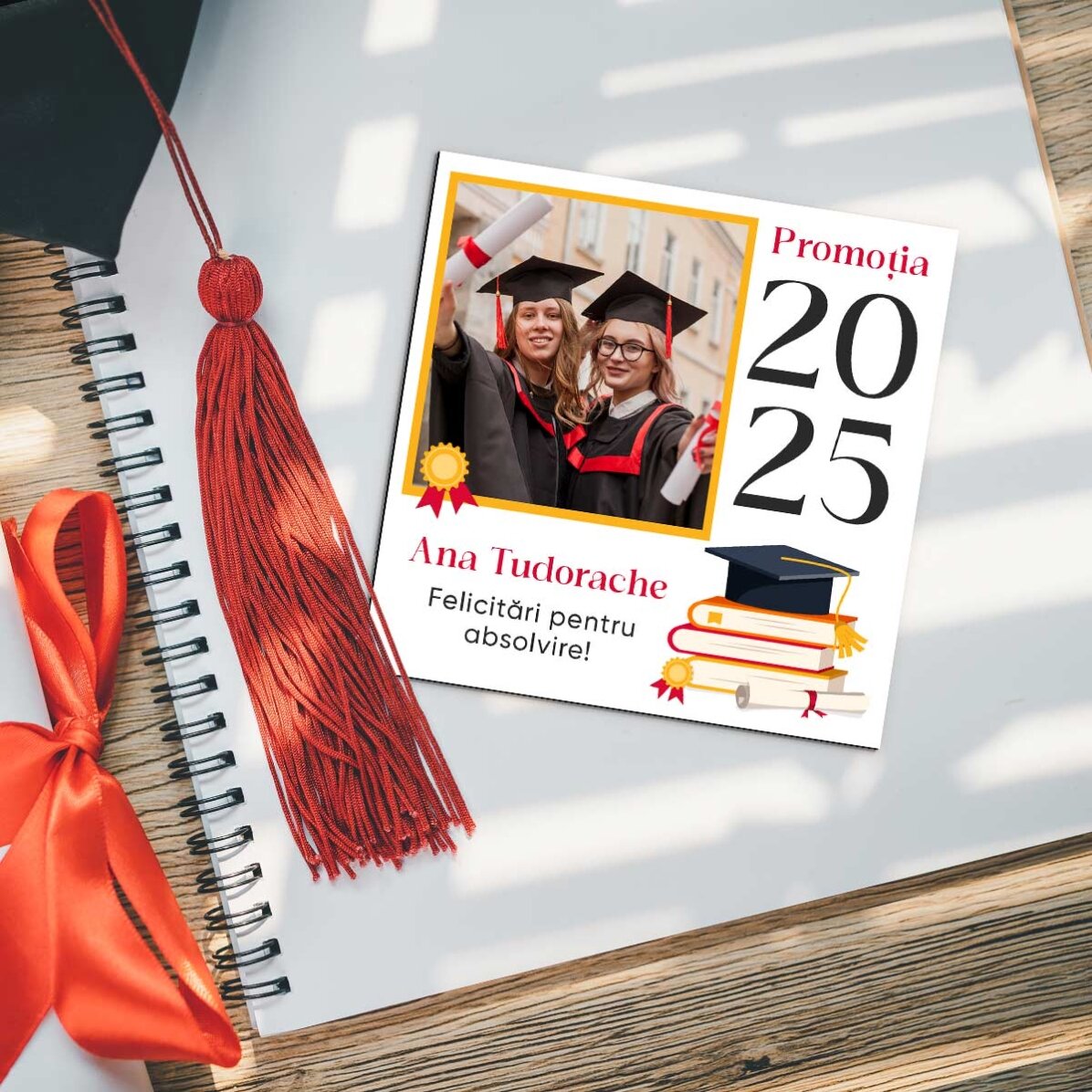 Magnet 10x10 personalizat cu poză și mesaj - Absolvire
