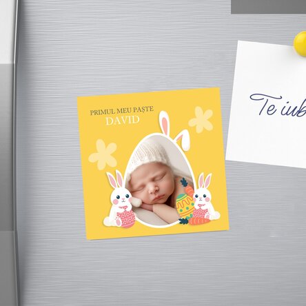 Personalised 10x10 magnet with photo and message - Easter
