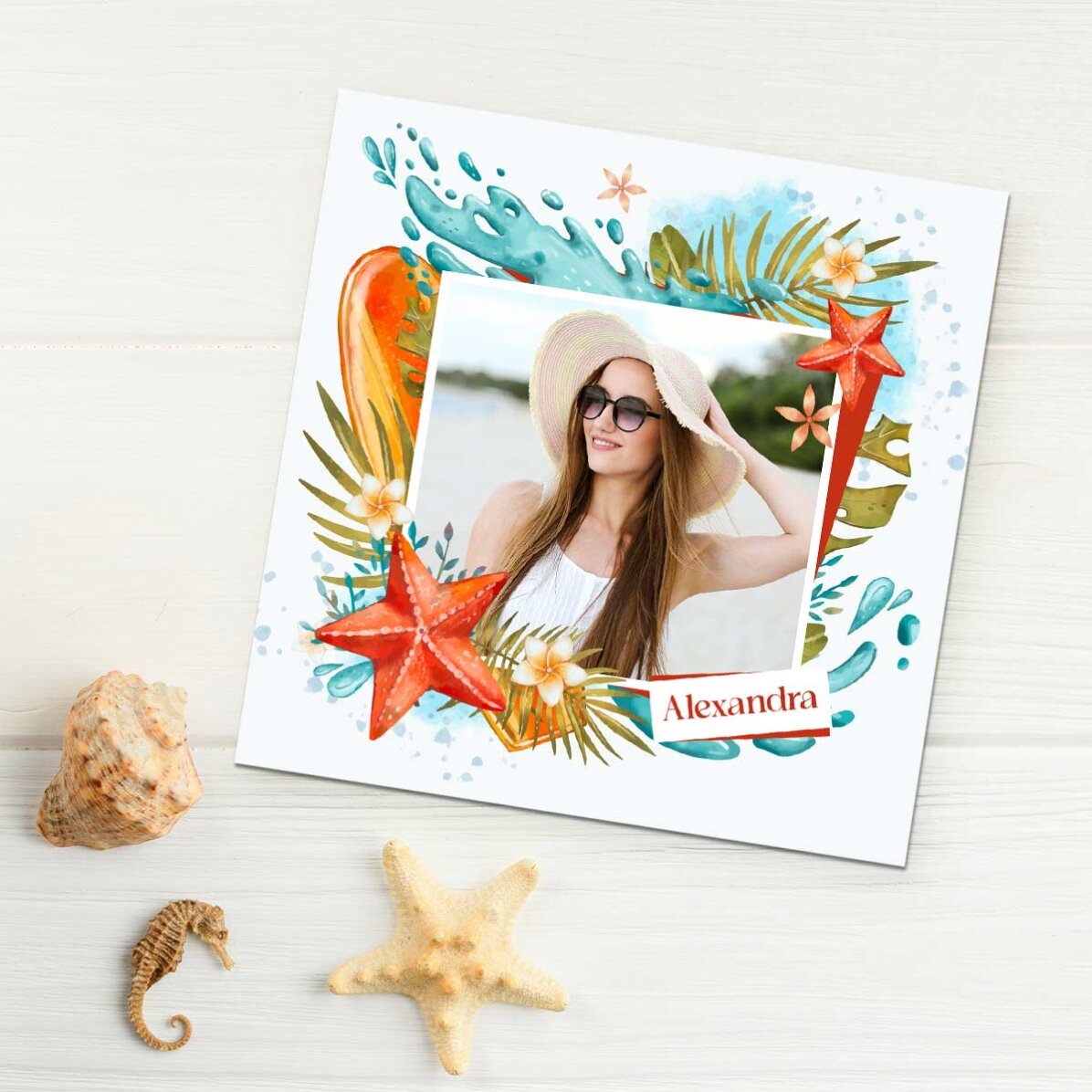 Magnet 10x10 personalizat cu poză și nume - Vacanță