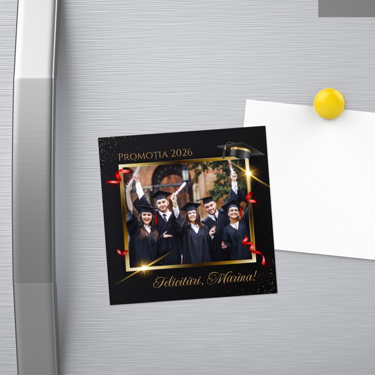 Personalised 10x10 magnet with photo and text - Graduation