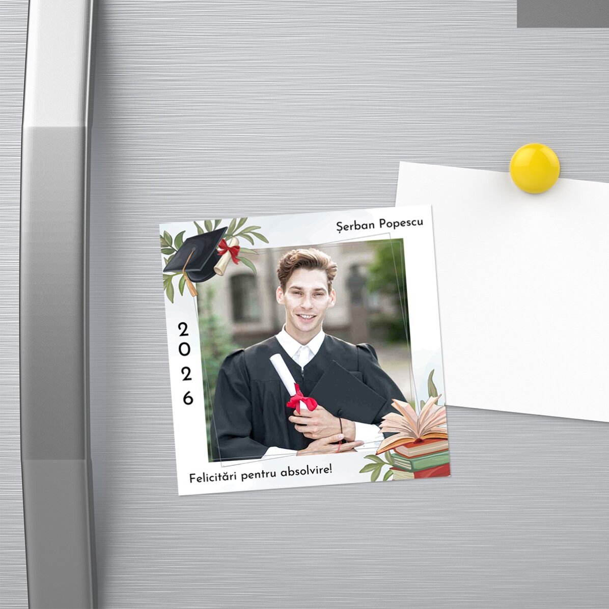 Personalised 10x10 magnet with photo and text - Congratulations on your graduation