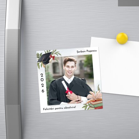 Personalised 10x10 magnet with photo and text - Congratulations on your graduation