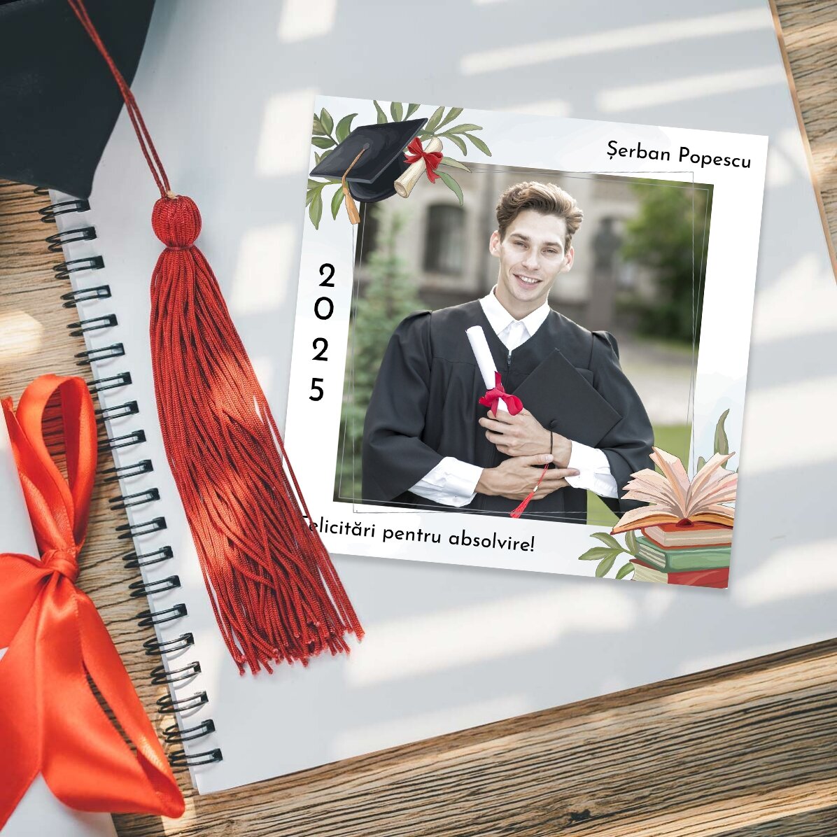 Magnet 10x10 personalizat cu poză și text - Felicitări pentru absolvire