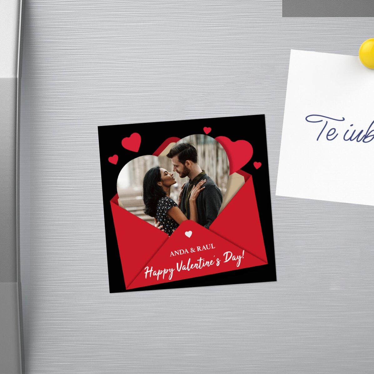 Magnet 10x10 personalizat cu poză și text - Te iubesc