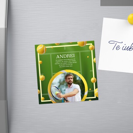 Magnet 10x10 personalizat cu poză și text - Tenis