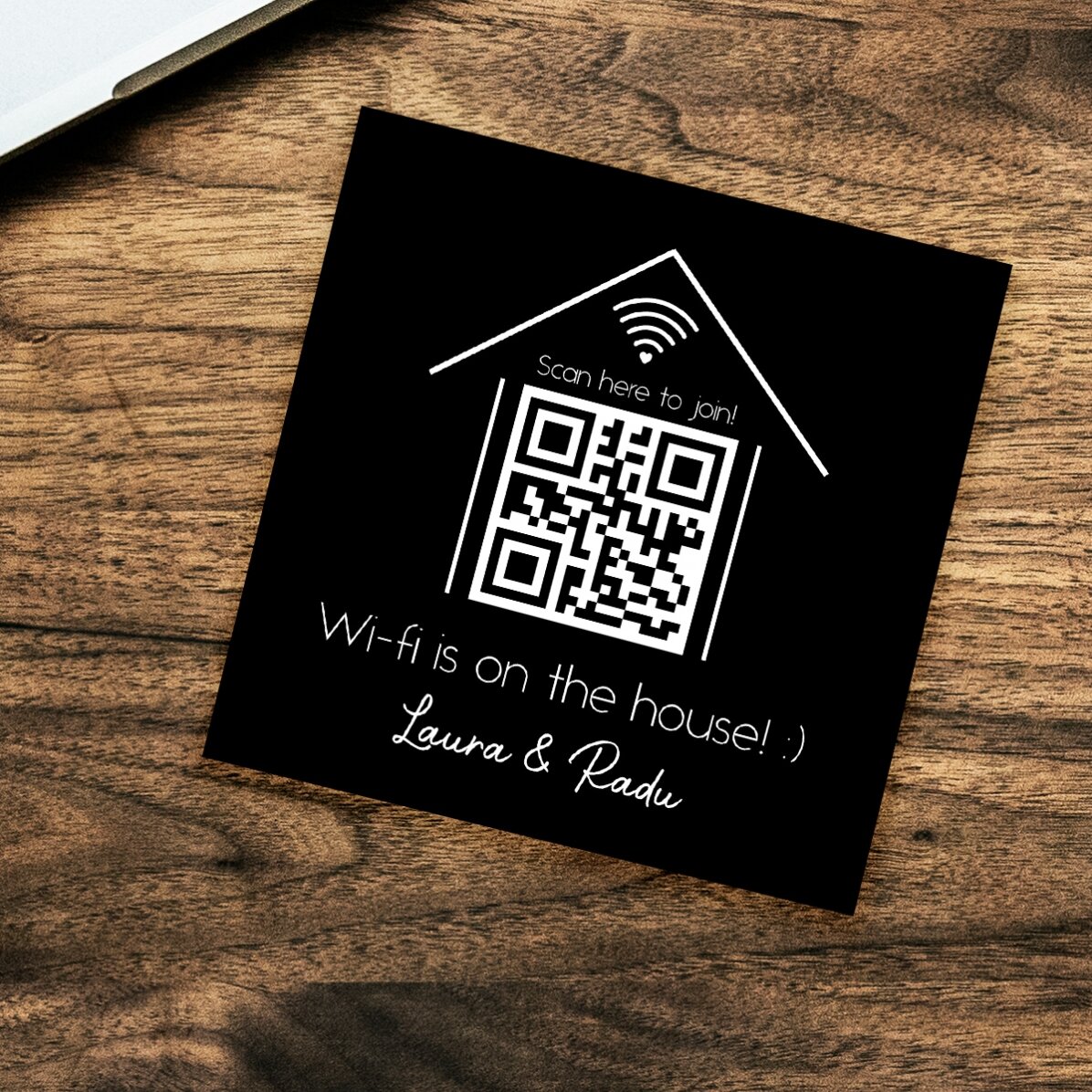 Customised 10x10 magnet with text and QR code - Scan for Wifi