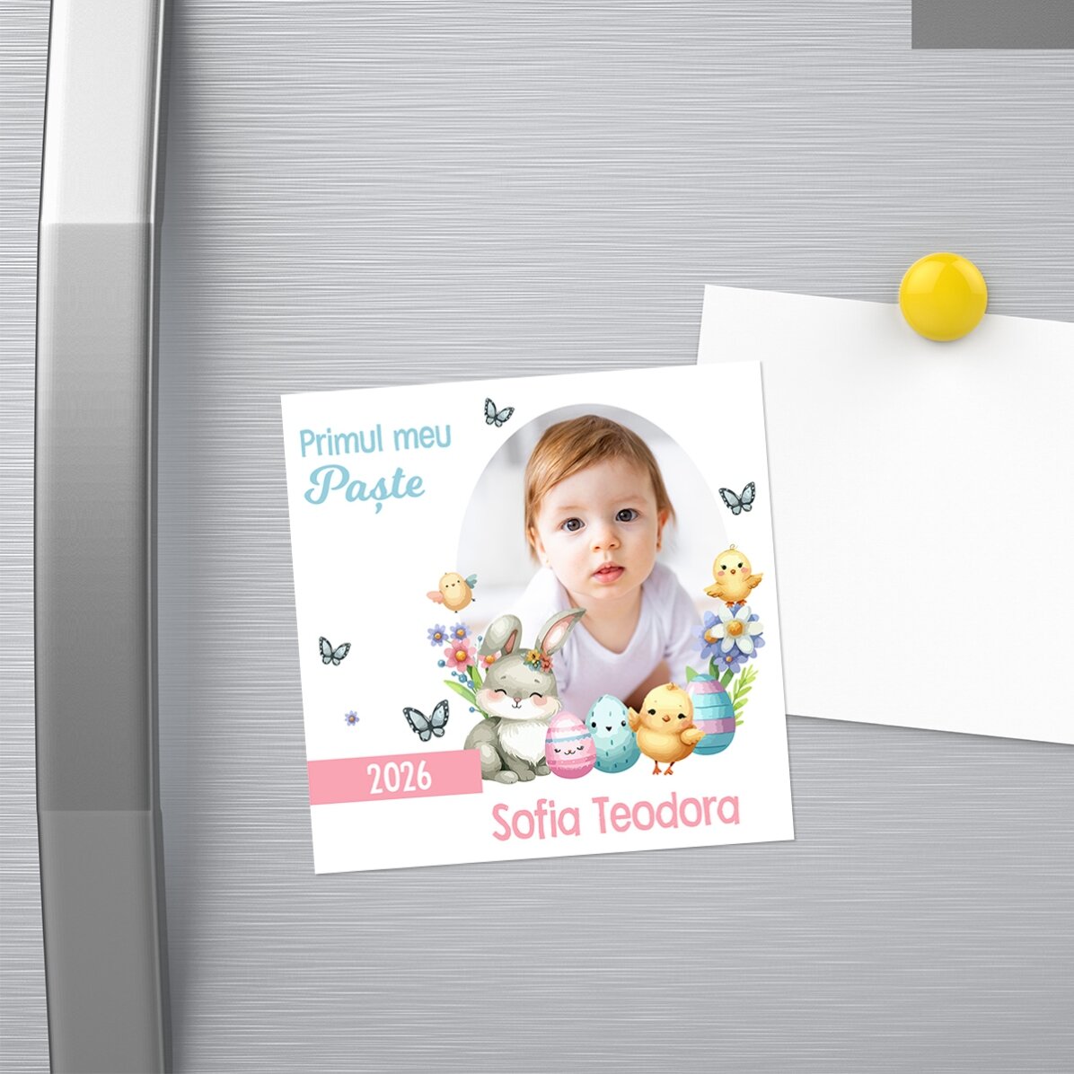 Personalised 10x10cm magnet – First Easter