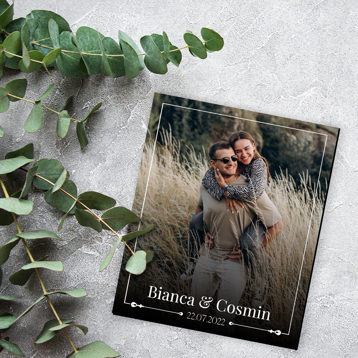 Magnet 10x12 cm personalizat cu nume, dată și poză - Mărturie pentru nuntă