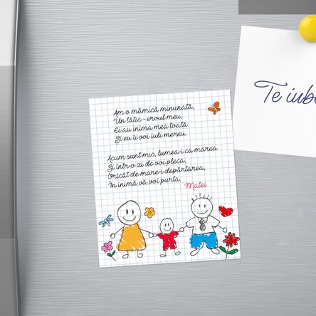 Magnet 10x12 cm personalizat cu o poezie pentru părinți - Băiețel