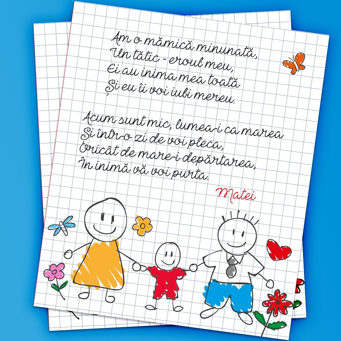 Magnet 10x12 cm personalizat cu o poezie pentru părinți - Băiețel
