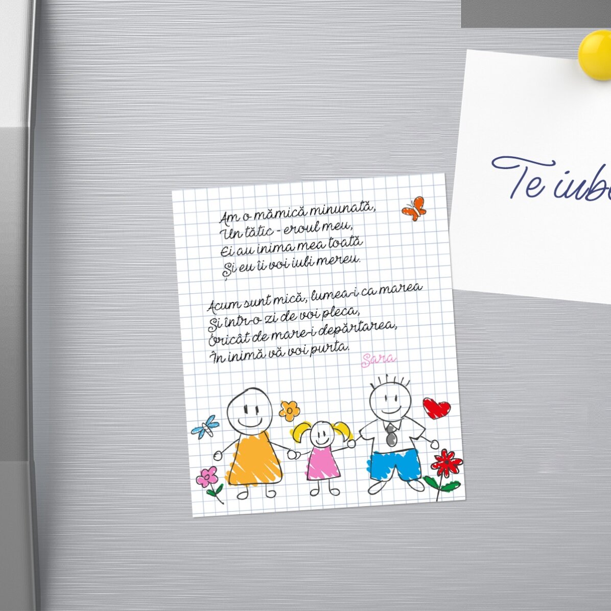 Magnet 10x12 cm personalizat cu o poezie pentru părinți - Fetiță