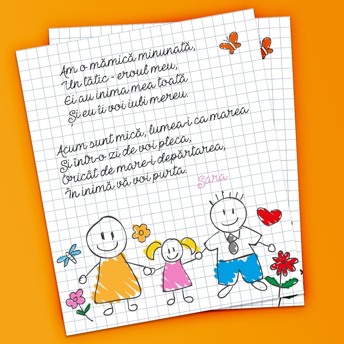 Magnet 10x12 cm personalizat cu o poezie pentru părinți - Fetiță