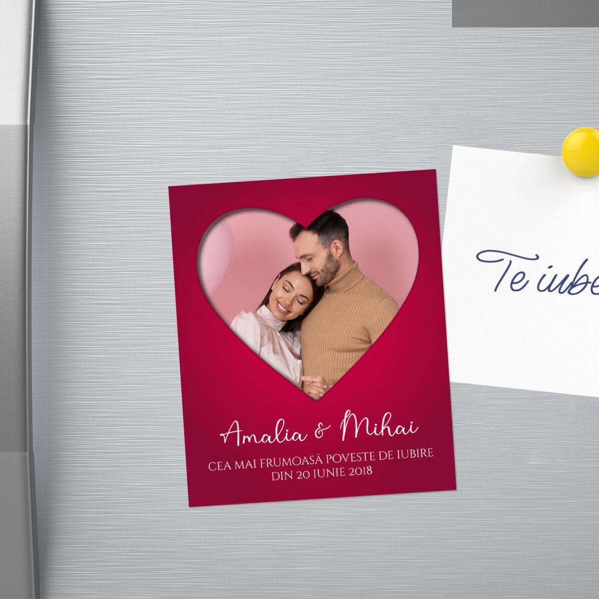 Magnet 10x12 cm personalizat cu o poză și text - In love