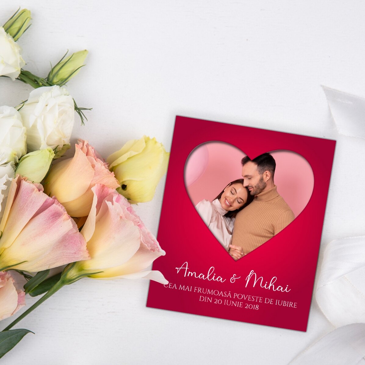 Magnet 10x12 cm personalizat cu o poză și text - In love