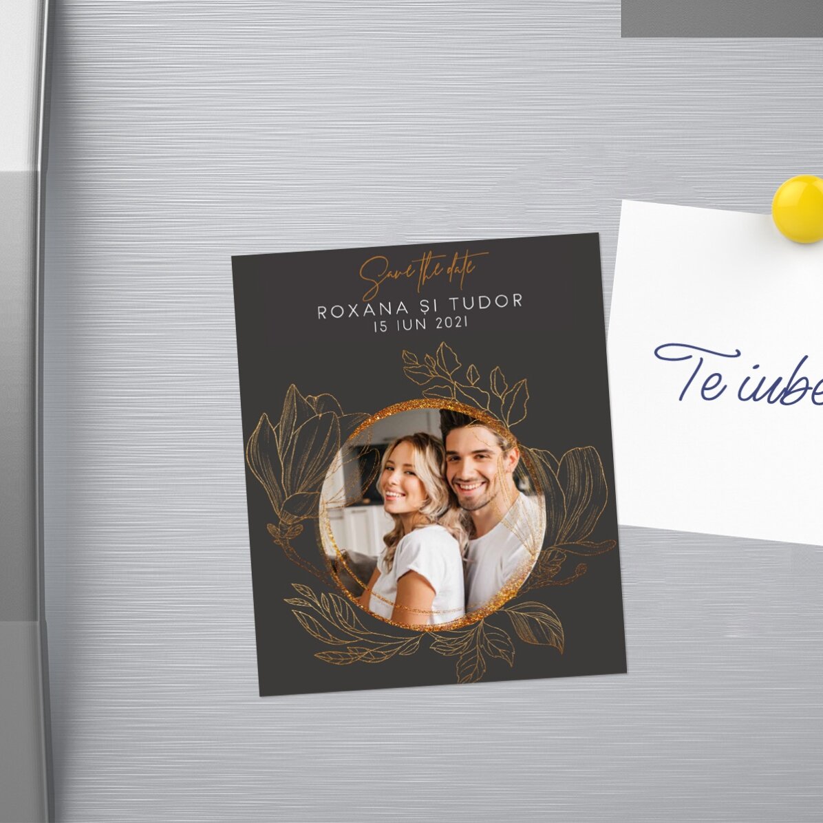 Magnet 10x12 cm personalizat cu o poză și text - Save the date