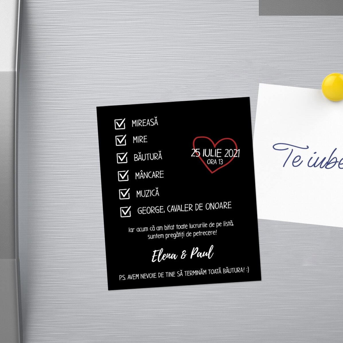 Magnet 10x12 cm personalizat cu text - Invitație