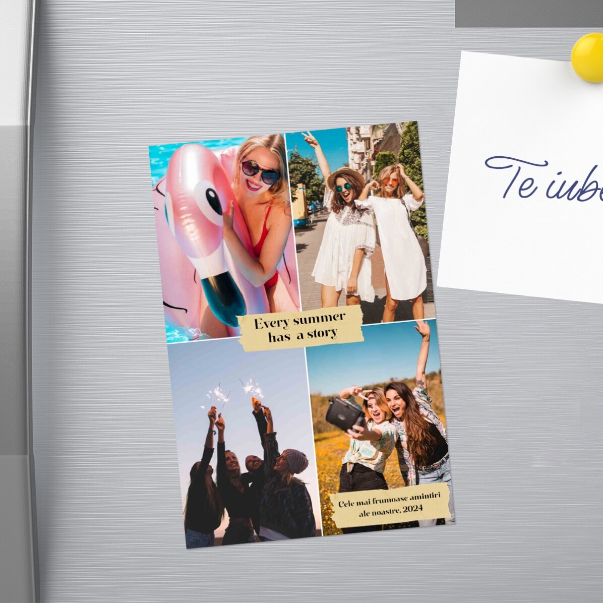 Magnet 10x15 cm personalizat cu 4 poze și mesaje