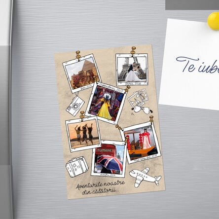 Magnet 10x15 cm personalizat cu 6 poze și text - Amintiri din vacanță