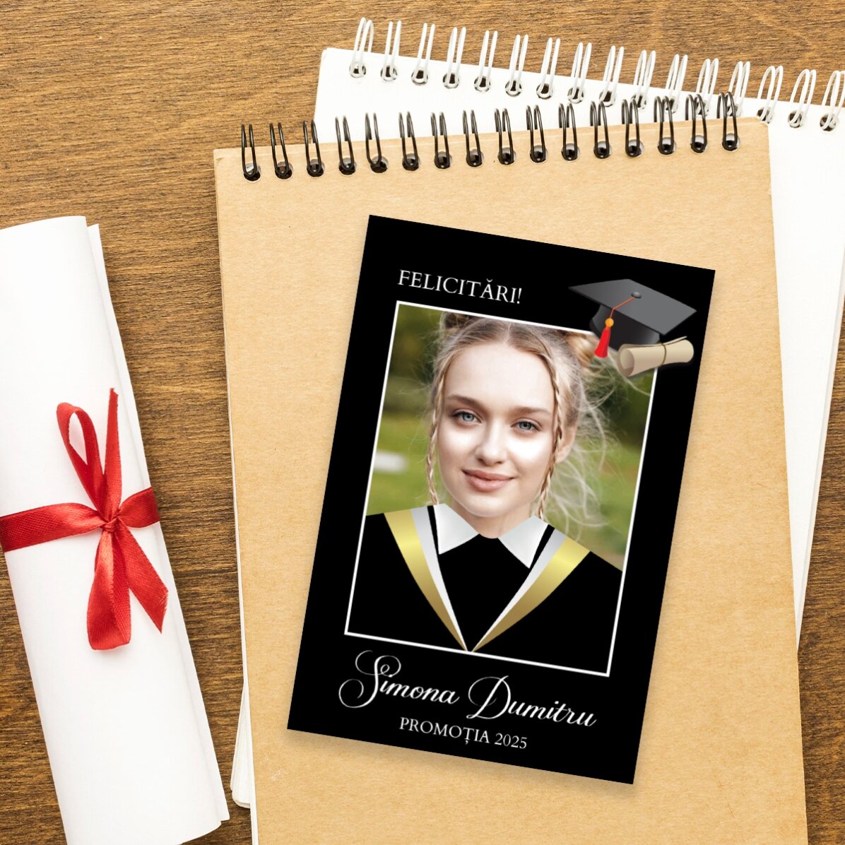 Magnet 10x15 cm personalizat cu o poză și text - Absolvent