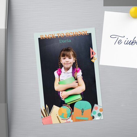 Magnet 10x15 cm personalizat cu o poză și text - Back to School