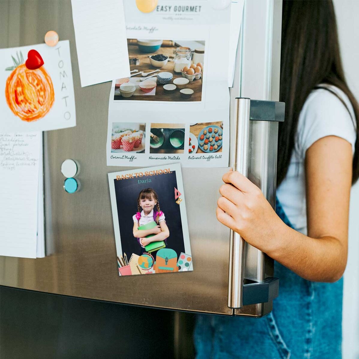 Magnet 10x15 cm personalizat cu o poză și text - Back to School