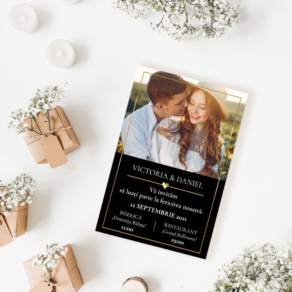 Magnet 10x15 cm personalizat cu o poză și text - Invitație 