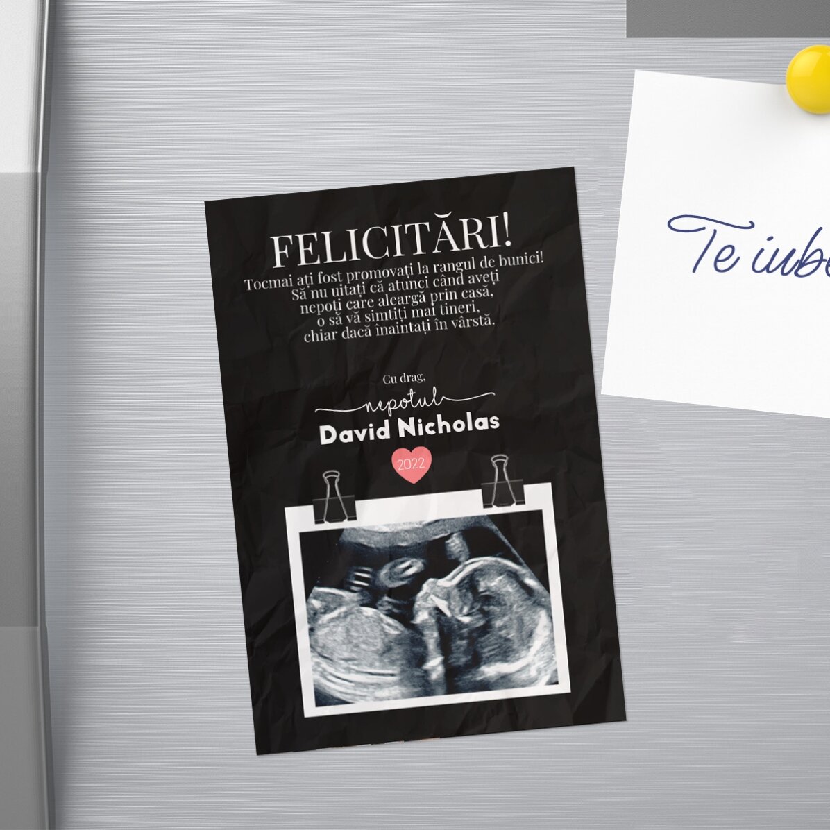 Magnet 10x15 cm personalizat cu text și o poza - Felicitări bunicilor