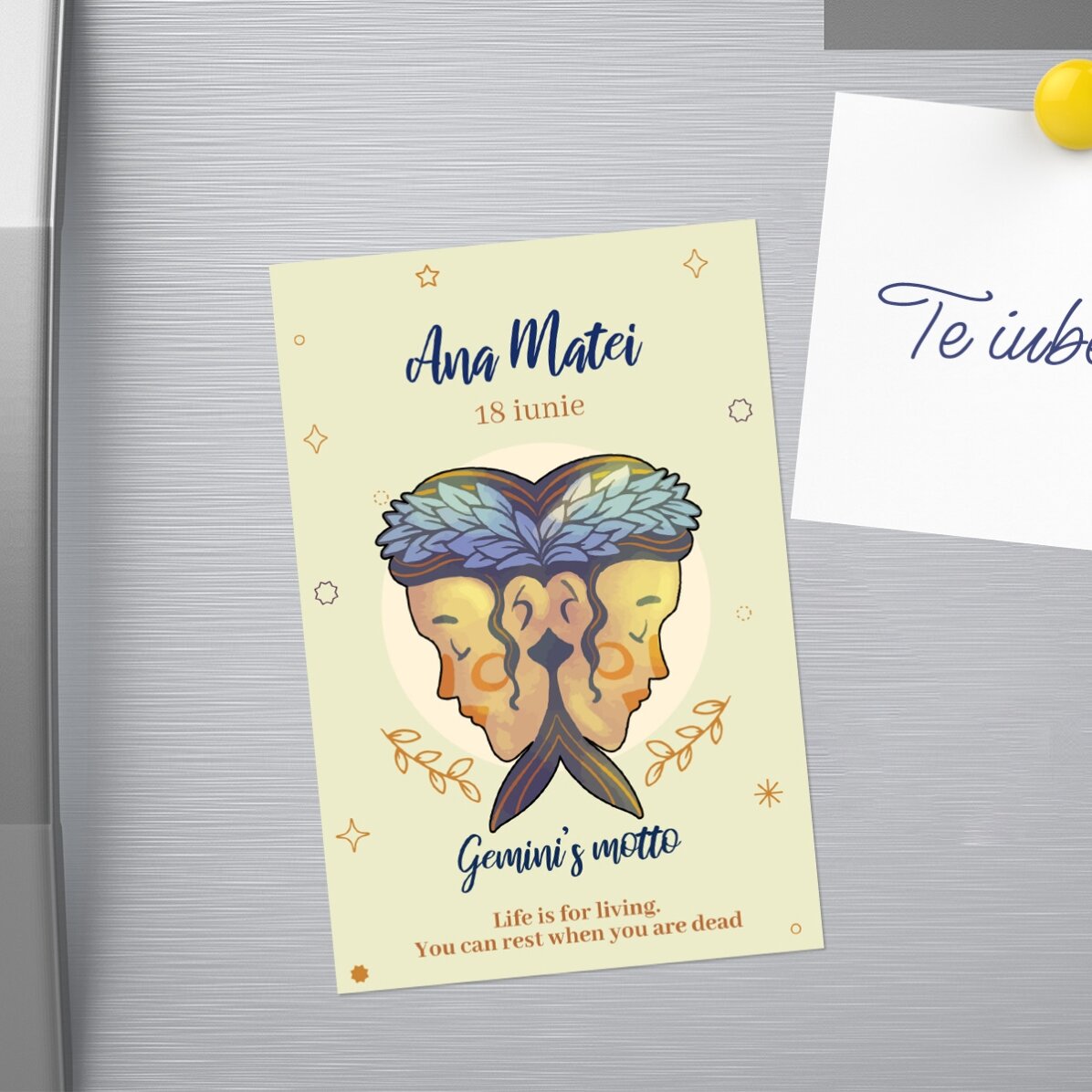 Magnet 10x15 cm personalizat cu text - Zodia Gemeni