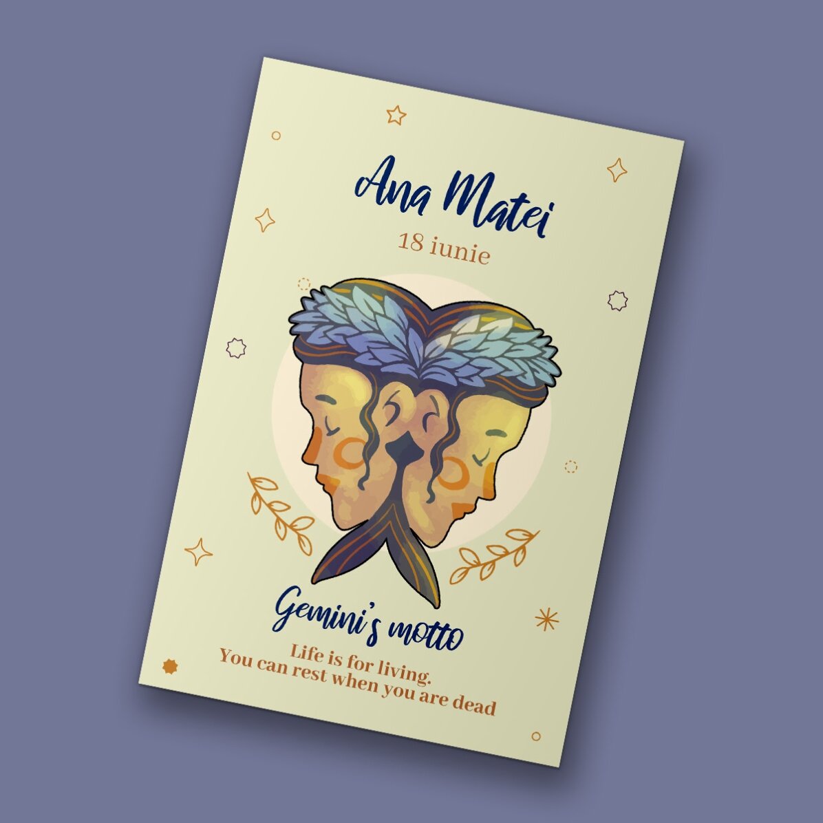 Magnet 10x15 cm personalizat cu text - Zodia Gemeni