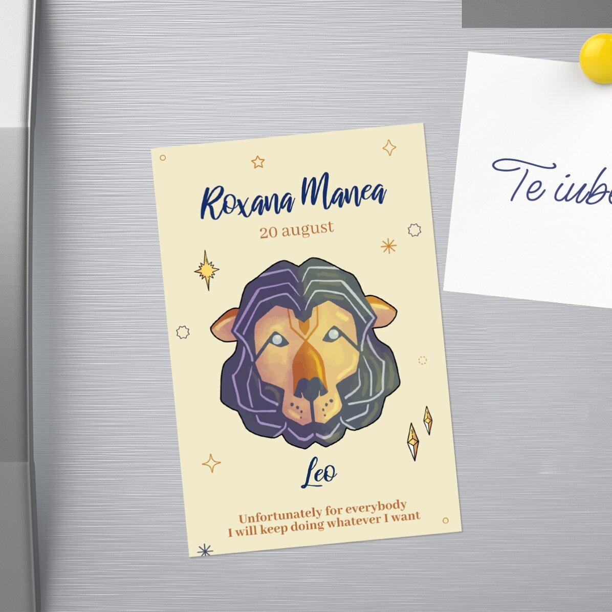 Magnet 10x15 cm personalizat cu text - Zodia Leu