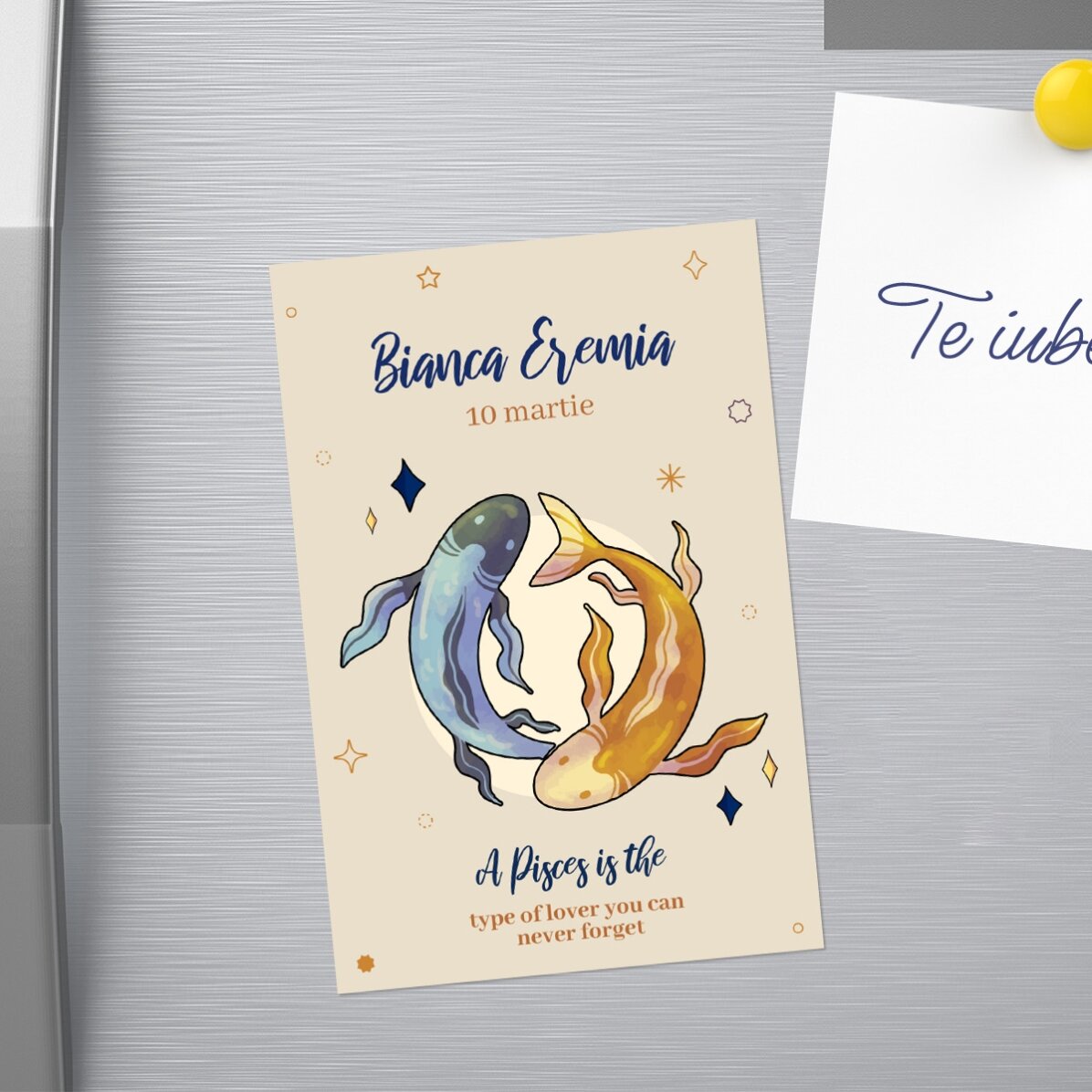 Personalised 10x15 cm magnet with text - Pisces