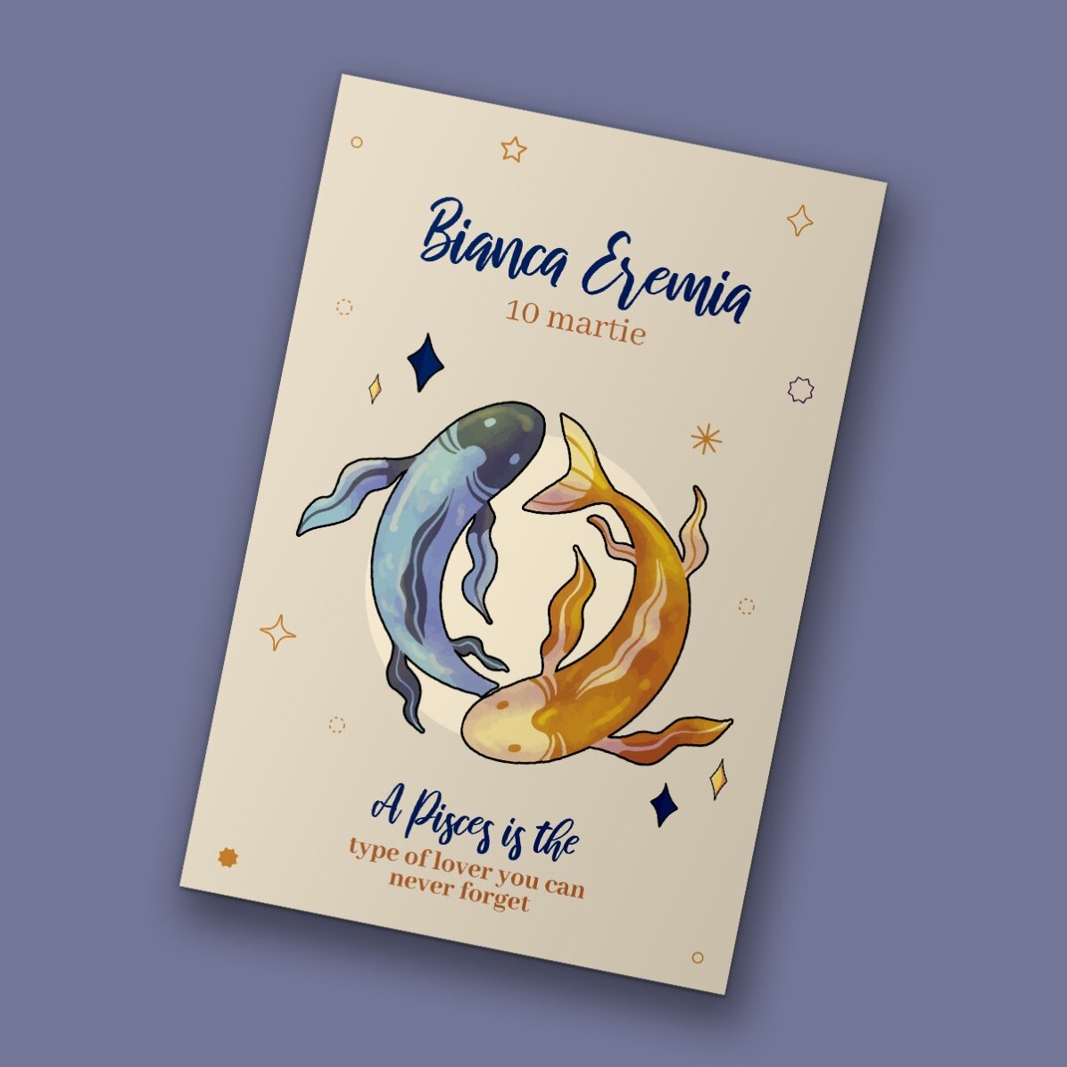 Personalised 10x15 cm magnet with text - Pisces