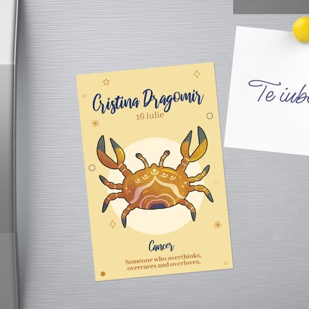 Magnet 10x15 cm personalizat cu text - Zodia Rac