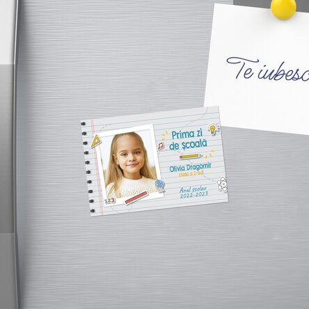 Magnet 10x7 cm personalizat cu o poză și text - Prima zi de școală