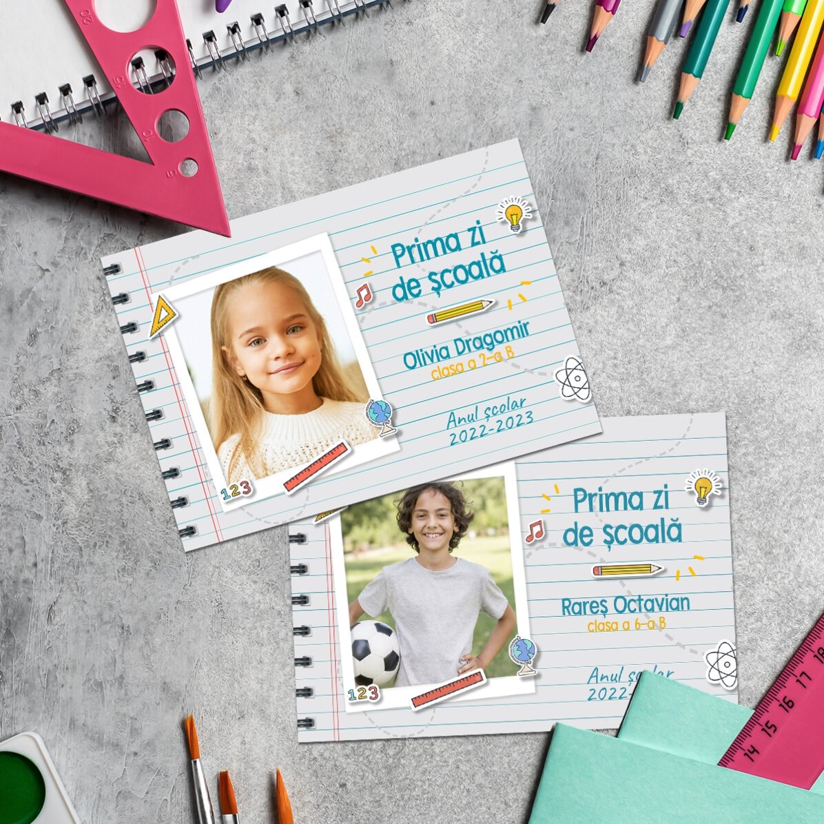 Magnet 10x7 cm personalizat cu o poză și text - Prima zi de școală