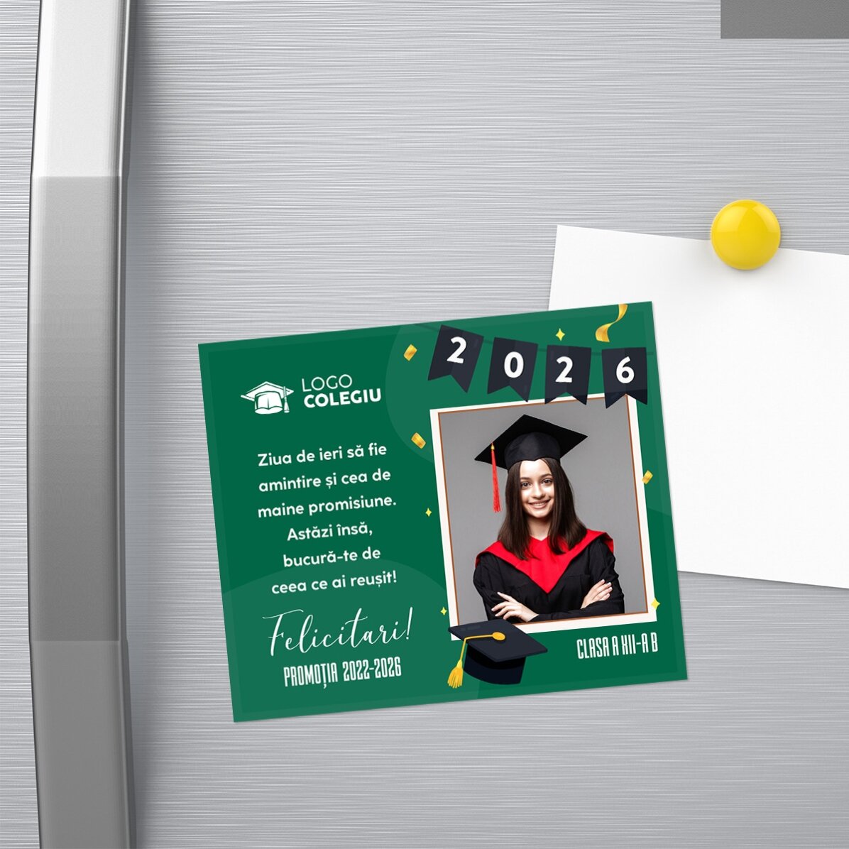 12x10 cm magnet personalised with logo, photo and text - Congratulations on your graduation!