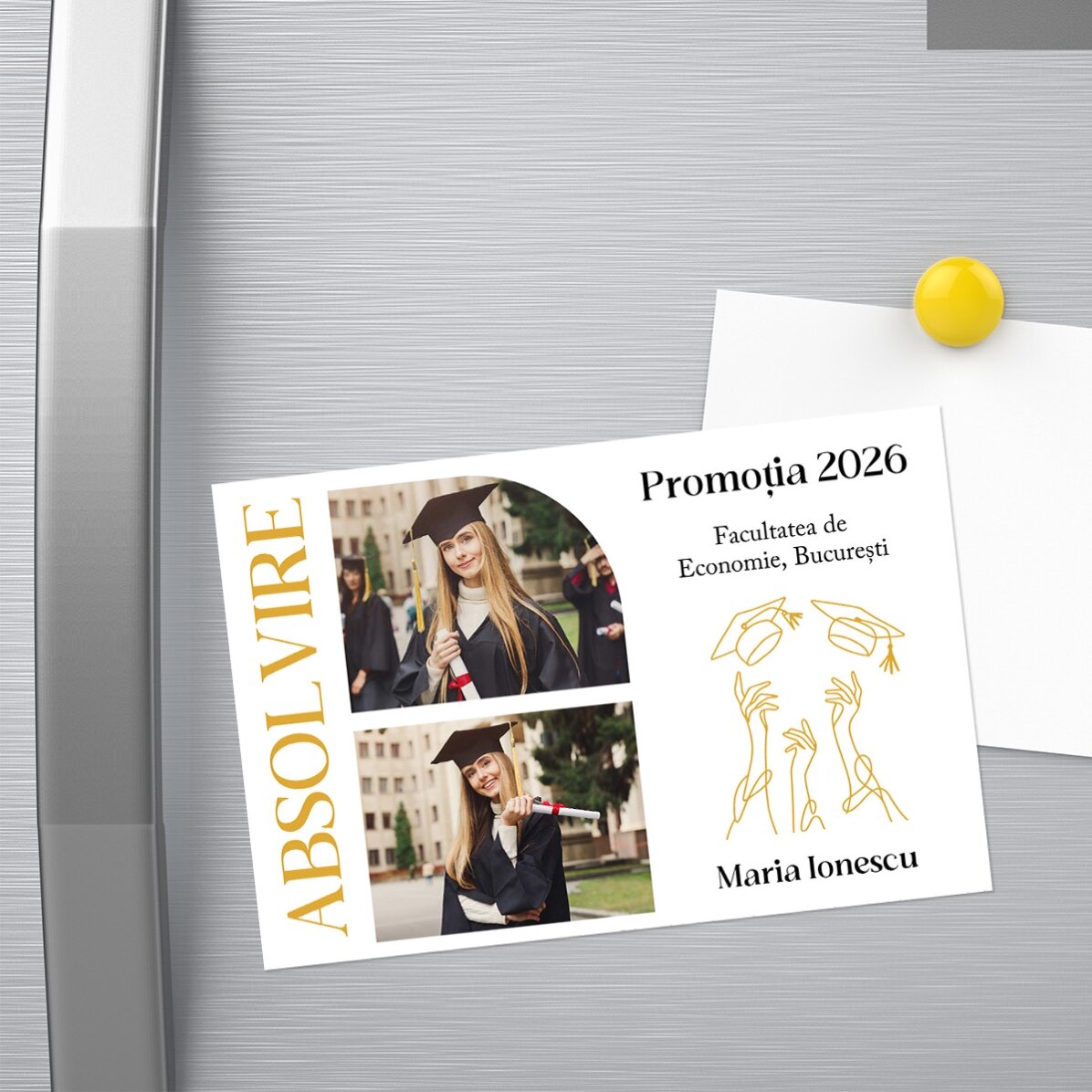 15x10 cm magnet personalised with 2 photos and text - Graduation