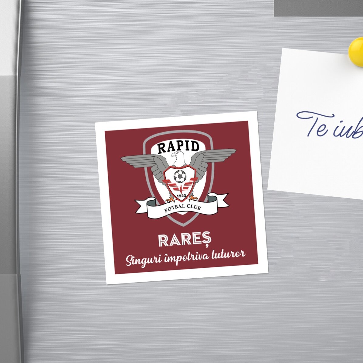 Magnet FC Rapid 10x10 personalizat cu nume și mesaj