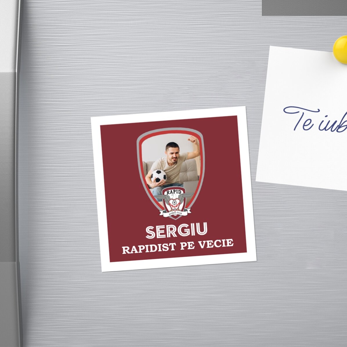 Magnet FC Rapid 10x10 personalizat cu poză și mesaj