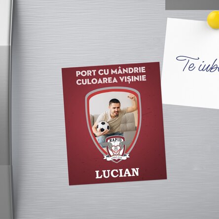 Magnet FC Rapid 10x12 cm personalizat cu poză și mesaj