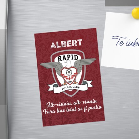 Magnet FC Rapid 10x15 cm personalizat cu nume și mesaj