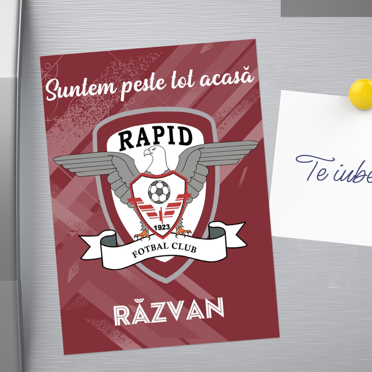 Magnet FC Rapid 13x18cm personalizat cu nume și mesaj