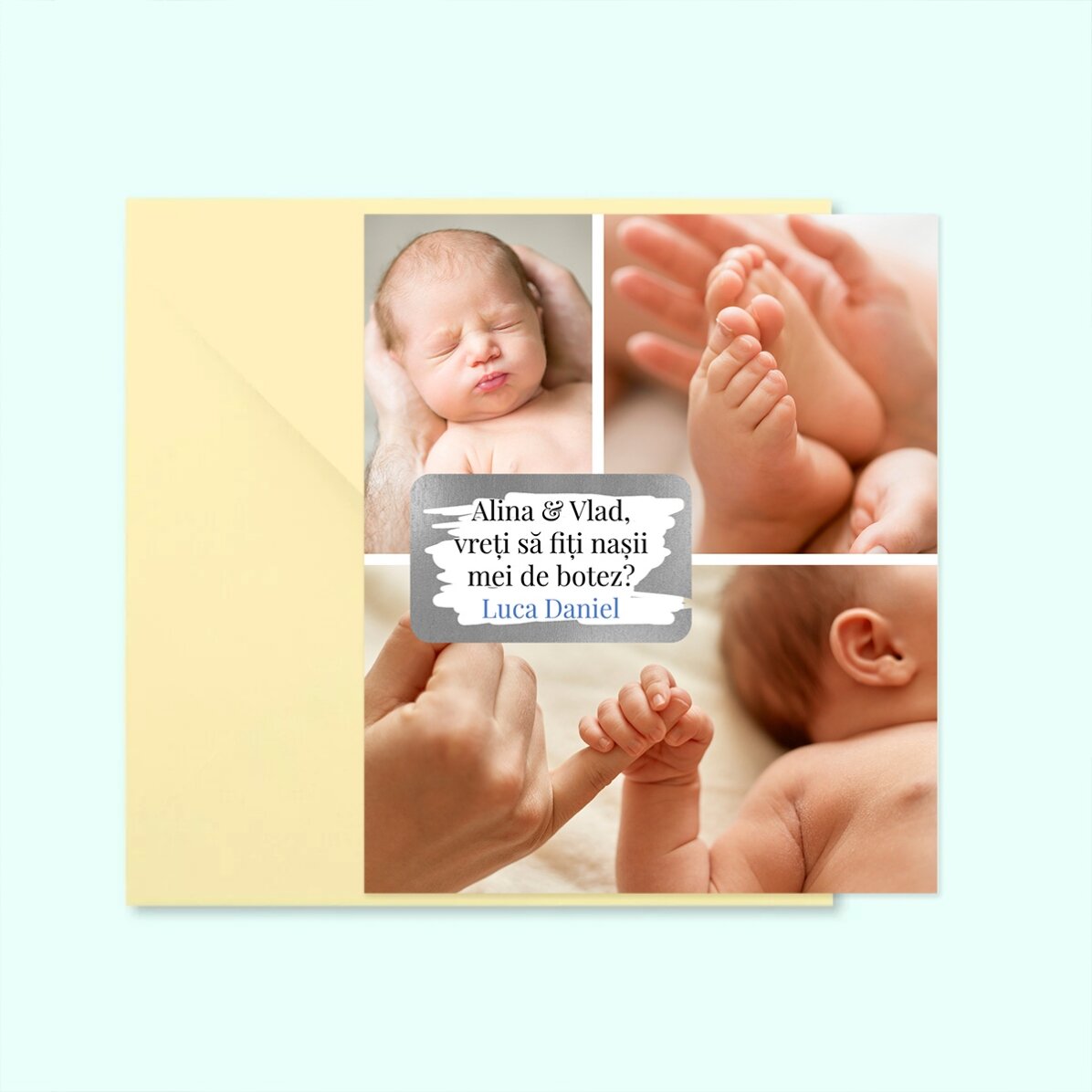 Magnet răzuibil 10x12 cm personalizat cu 3 poze și mesaj