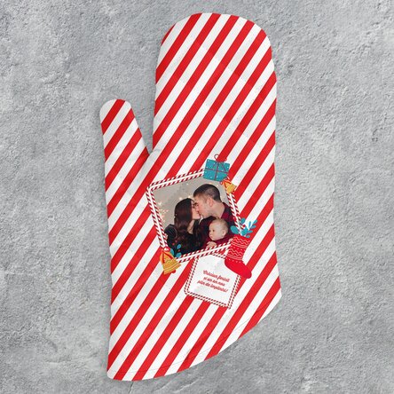 Mănușă de bucătărie personalizată cu poză și text - Candy Cane
