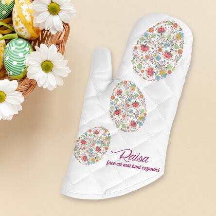 Mănușă de bucătărie personalizată cu text - Happy Easter