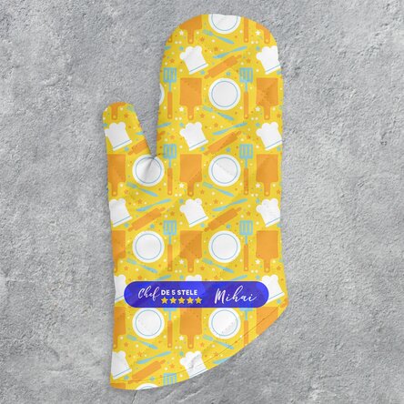 Mănușă de bucătărie personalizată cu text - Chef de 5 stele