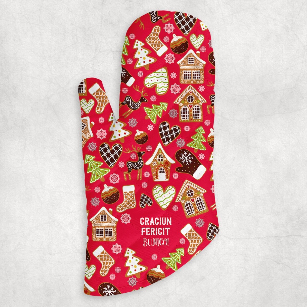 Mănușă de bucătărie personalizată cu text - Gingerbread